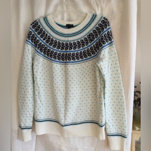 Talbots Crewneck Sweater Size Large in cream, Aqua, Brown, Gray - Picture 5 of 5